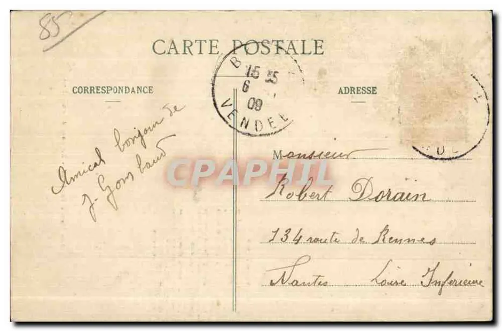 Junge Mann mit einem Brief — Zu den Marais Vendéens — Antwort von Armandine, Verlag der Sammlung Boutain, Croix-de-Vie - Rückseite
