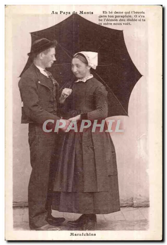 Ein Paar unter einem Regenschirm — Gemüsehändler — Phototypie Jelley-Dupin - Vorderseite