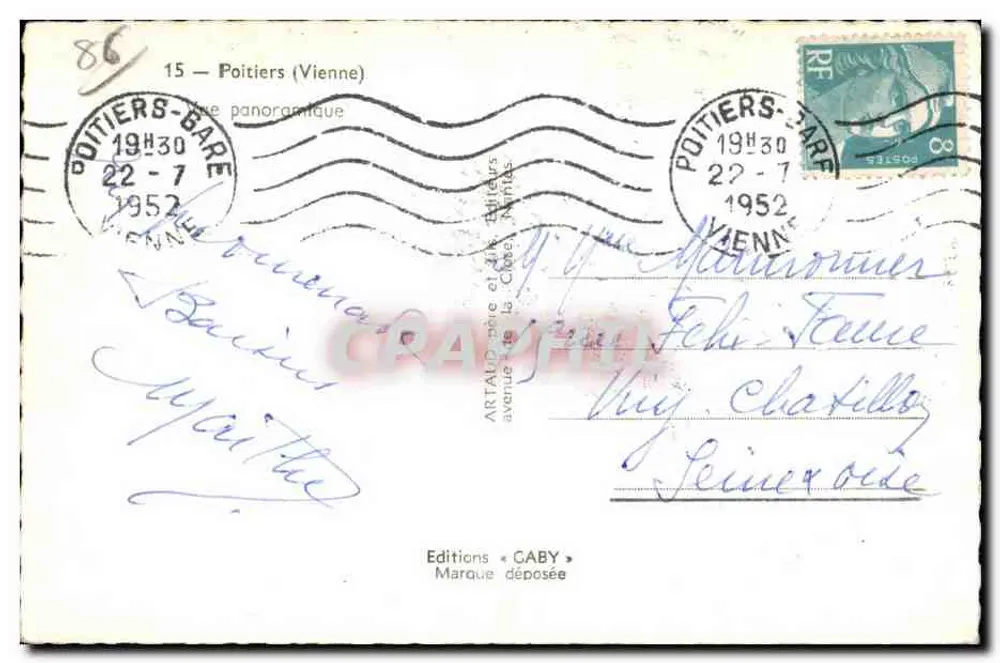 Vista panorâmica de Poitiers — editor Caby, n°15 - Verso