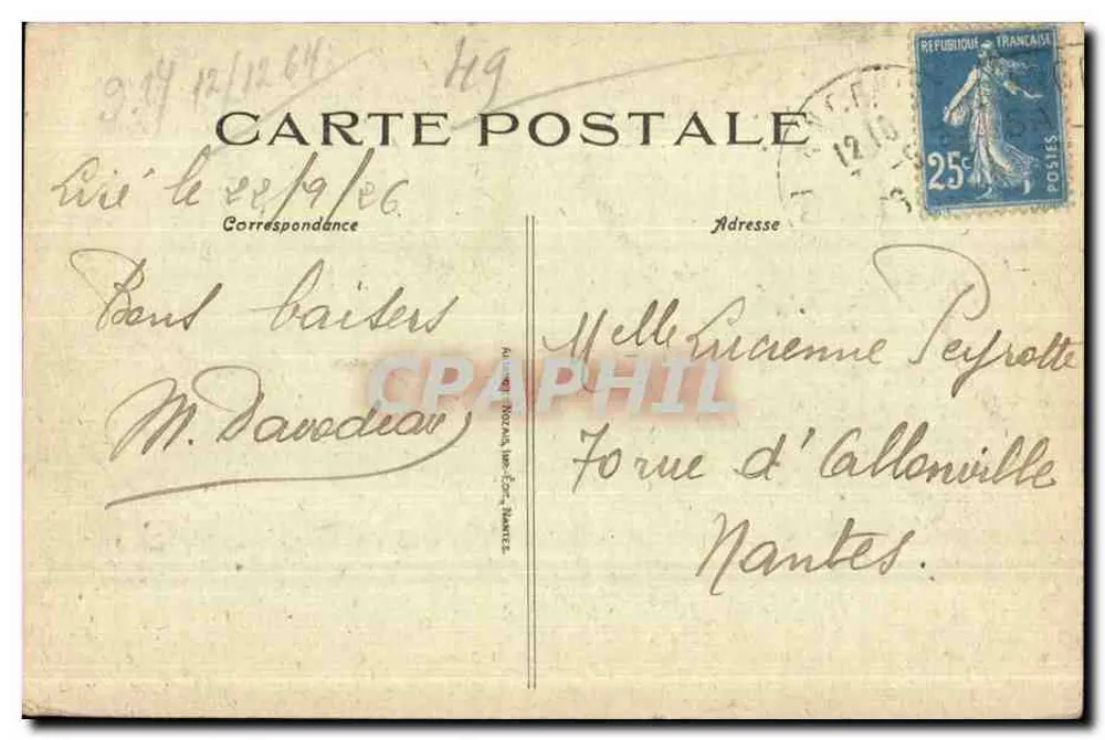 Schloss Turmelière — Liré (Loir-et-Cher) — Antike Ansichtskarte Nr. 47 - Rückseite