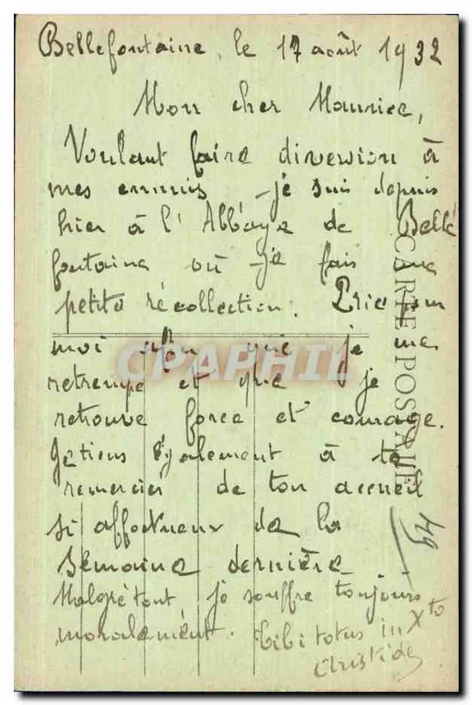 Abadia de La Trappe — Bellefontaine (M.-et-L.) — editor não identificado - Verso