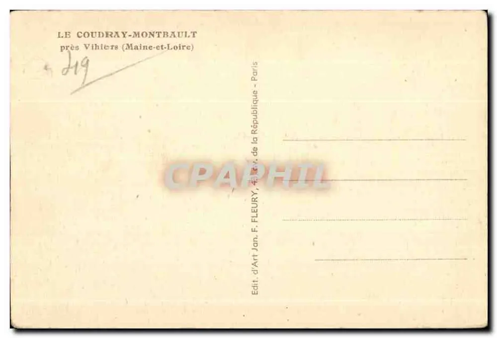 Castelo de Coudray-Montbault — Jardins e lagos — Editor F. Fleury, Paris - Verso