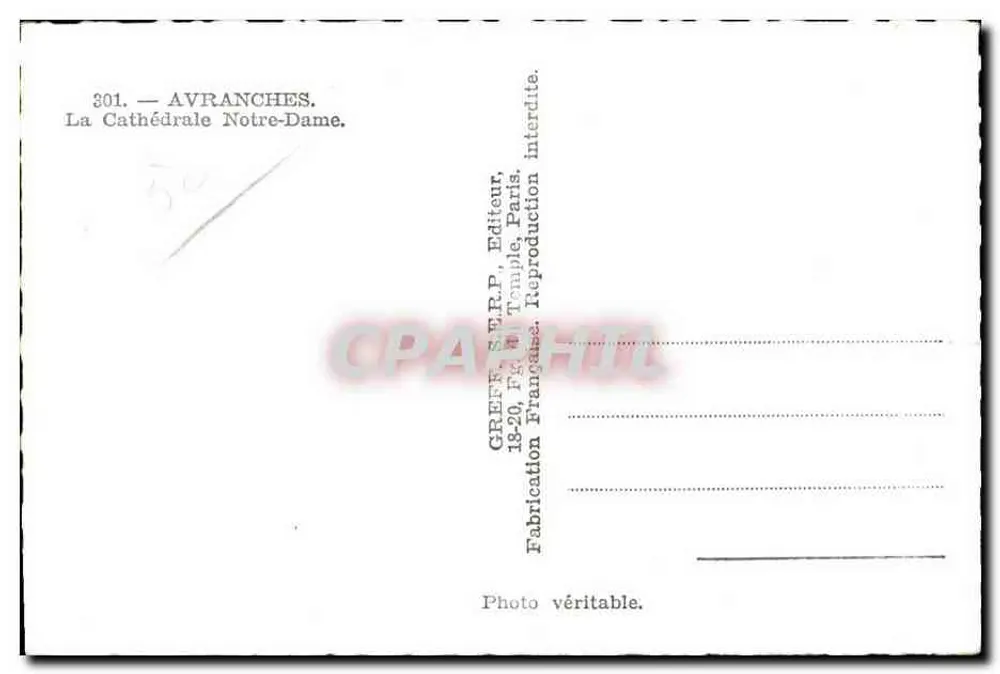 Avranches — Catedral de Nossa Senhora — Greff - Verso
