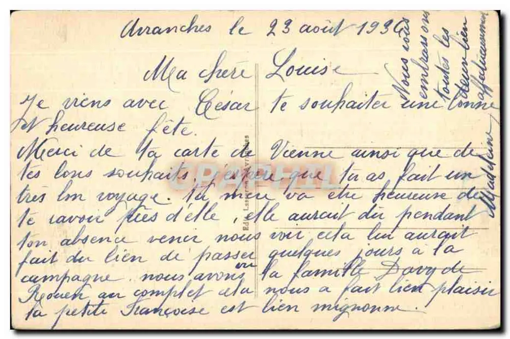 Vista de Avranches tirada das grèves — Lasson - Verso