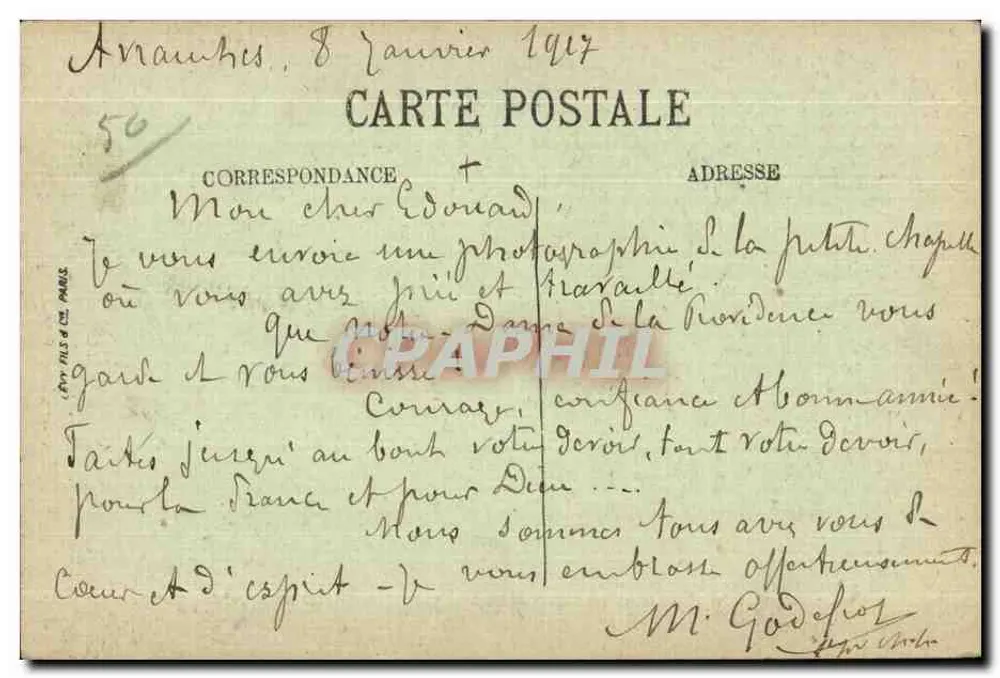 Avranches — Istituto Notre-Dame — Cappella provvisoria — Libreria Lechaplais - Verso