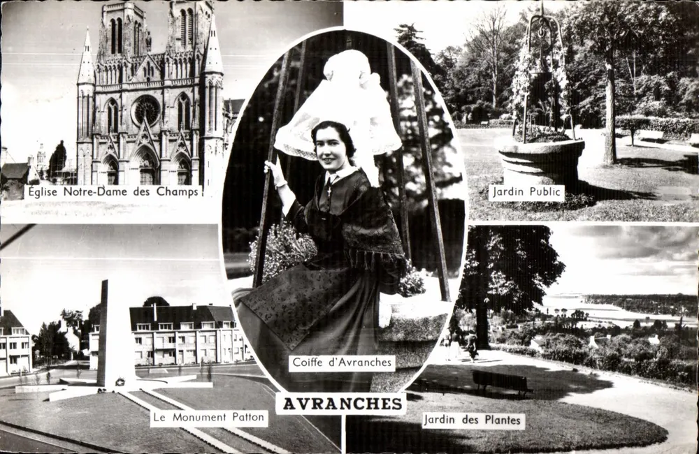 Avranches — Kirche Notre-Dame des Champs, Öffentlicher Garten, Botanischer Garten, Patton-Denkmal, Avranches-Hut — Editions Gaby - Vorderseite