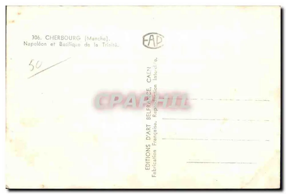 Napoleon und Basilika der Dreifaltigkeit — Cherbourg (Manche) — Art Editions Belfrance, Caen - Rückseite