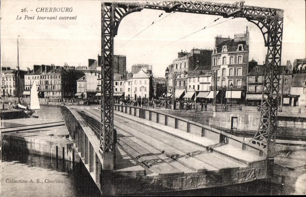 Cherbourg — O Ponte giratória aberta — Coleção A. B., Cherbourg - Frente