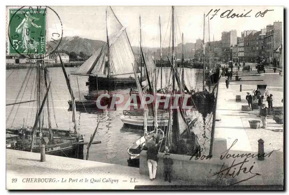 Cherbourg - Der Hafen und der Quai Caligny — LL. - Vorderseite