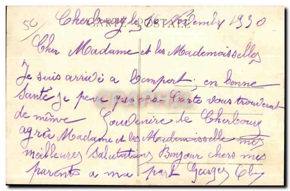 Cherbourg - Panorama der Transatlantischen Station — Verlag G. Chambon, n° 40 bis - Rückseite