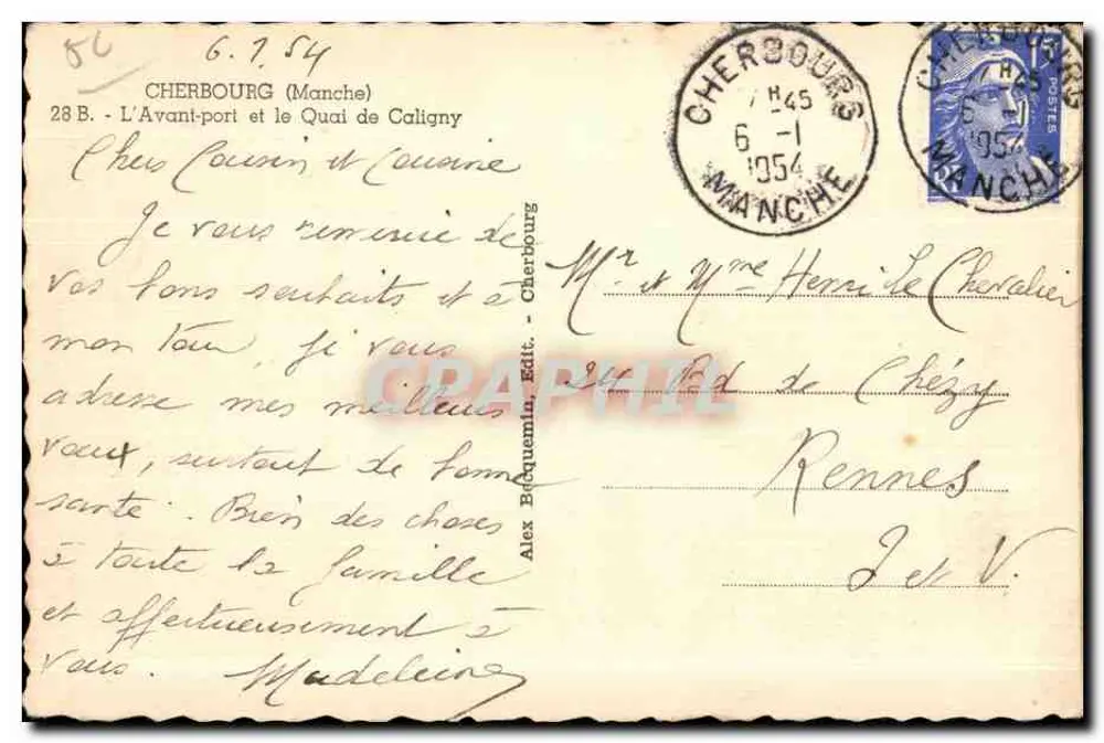 Cherbourg — Der Vorhafen und der Caligny-Kai — Alex, Cherbourg-Verlag - Rückseite