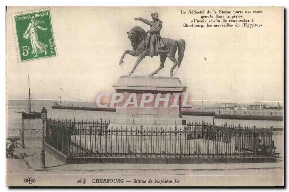 Cherbourg — Statue Napoleons I. — Verlag B.D. n°48 - Vorderseite