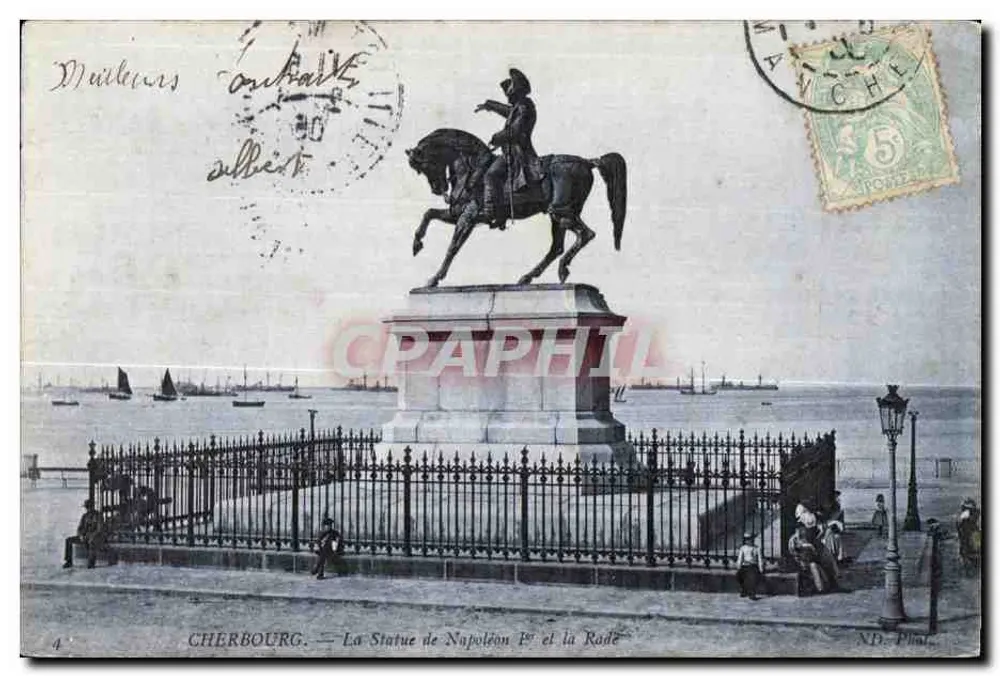 Cherbourg — Die Statue Napoleons I. und der Hafen — N.B. Phil. n°4 - Vorderseite