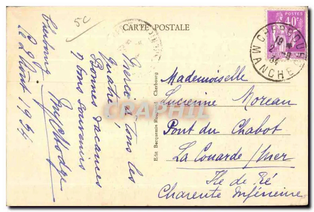Umgebung Cherbourg — Der Cap de la Hague — Raz Blanchard, wo der U-Boot « Vendémiaire » unterging — Édit. Bacquequin Roussard - Rückseite