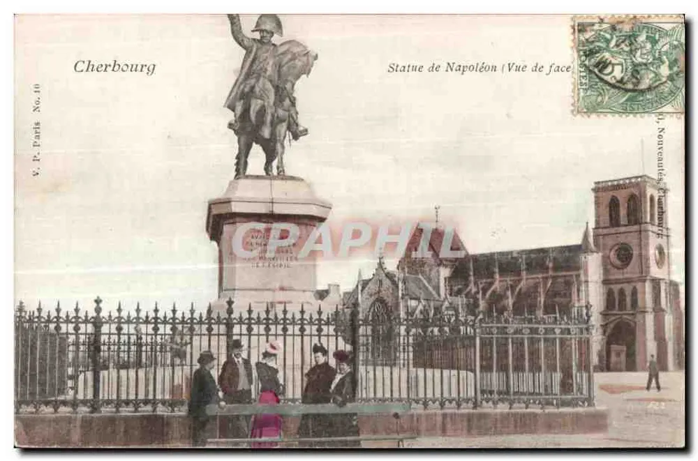 Cherbourg — Statue von Napoleon (Vorderansicht) — V. P. Paris Nr. 10 - Vorderseite