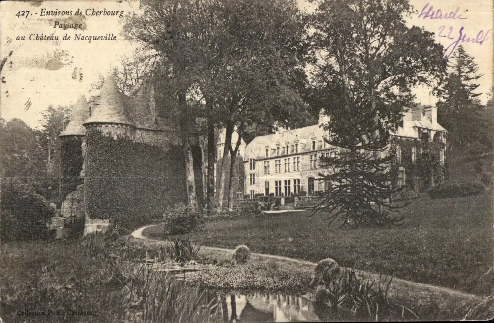 Environs de Cherbourg — Paysage au Château de Nacqueville — Collection P. B. Cherbaurn - Anverso