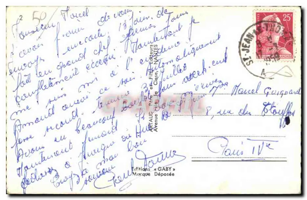 Carolles-Edenville — Vista Geral da Praia, Colônia do Pecq e a Falésia, Os Acampadores e a Praia, a Vale do Lude — Edições Gaby, Nantes - Verso
