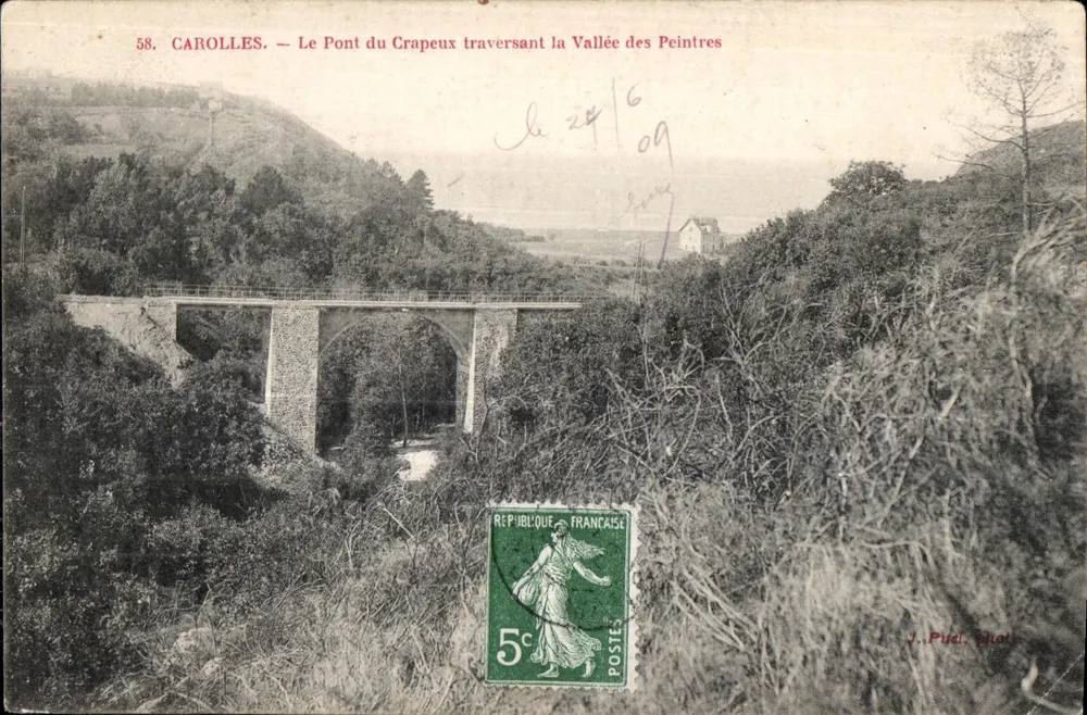 Carolles — Die Brücke Crapeux, die die Tal der Maler überquert — J. Pirel Fot. - Vorderseite