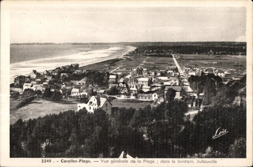 Carolles-Plage — Allgemeiner Blick auf den Strand; im Hintergrund, Jullouville — Loïc, n° 3349 - Vorderseite