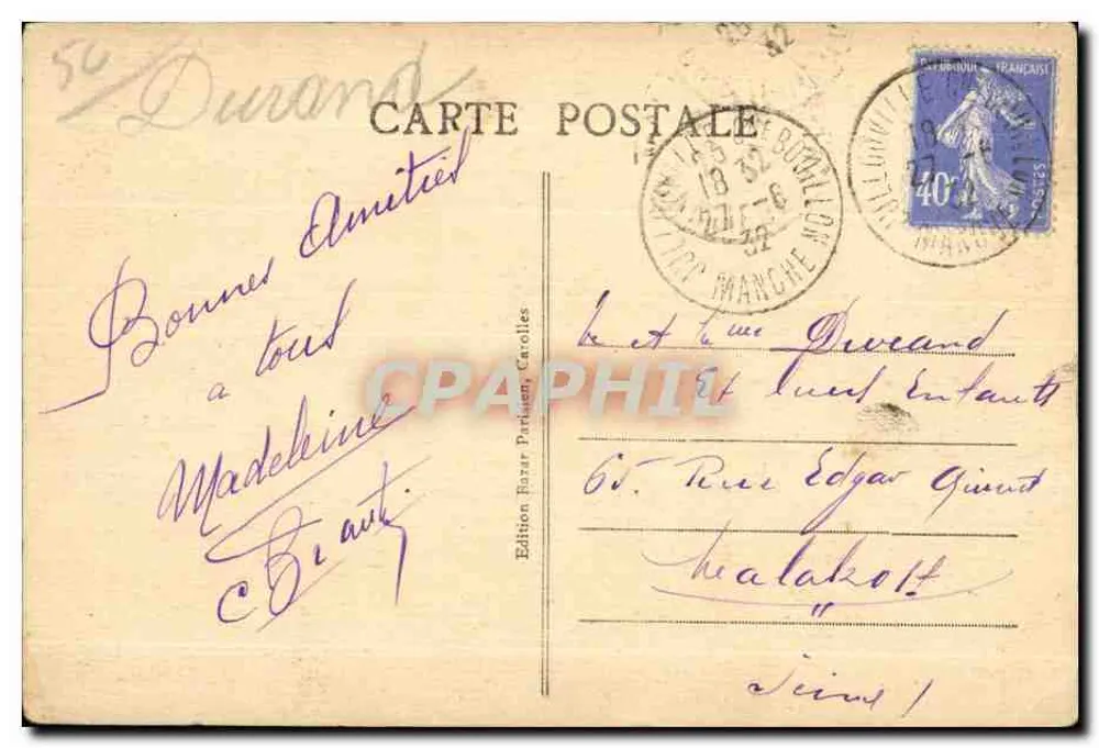 Carcilles-Plage — In der Ferne, Jullouville — Edition Bazin, Carcilles, Nr. 3343 - Rückseite