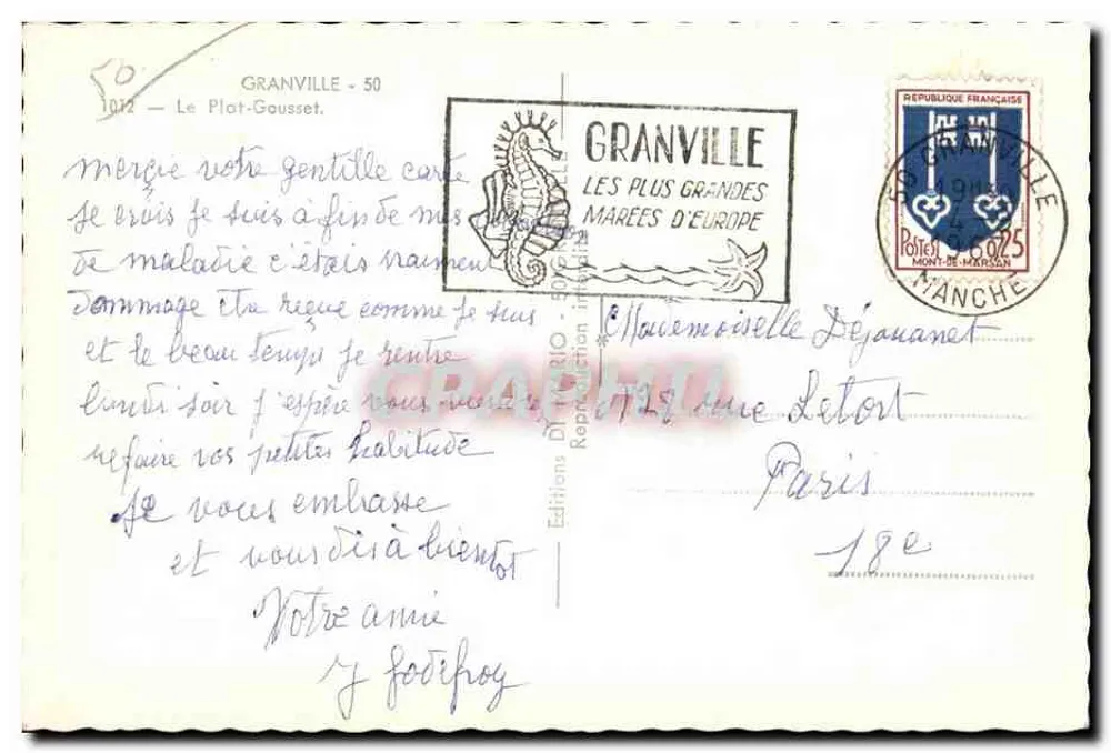 Granville — De strand van Plat-Gousset — Uitgave Drapbio - Achterkant