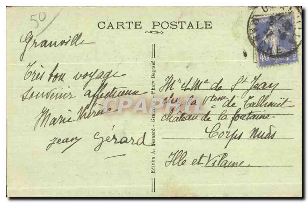 Granville — A Velha Porta — Edição A. Benard - Verso