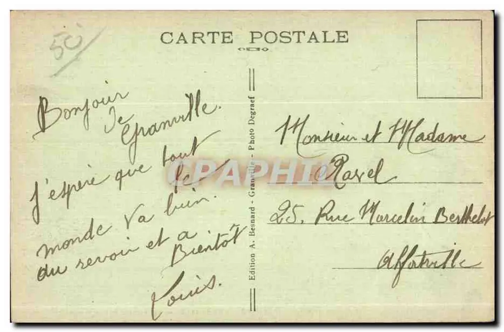 Granville — Das Alte Tor — Edition A. Bernard - Rückseite