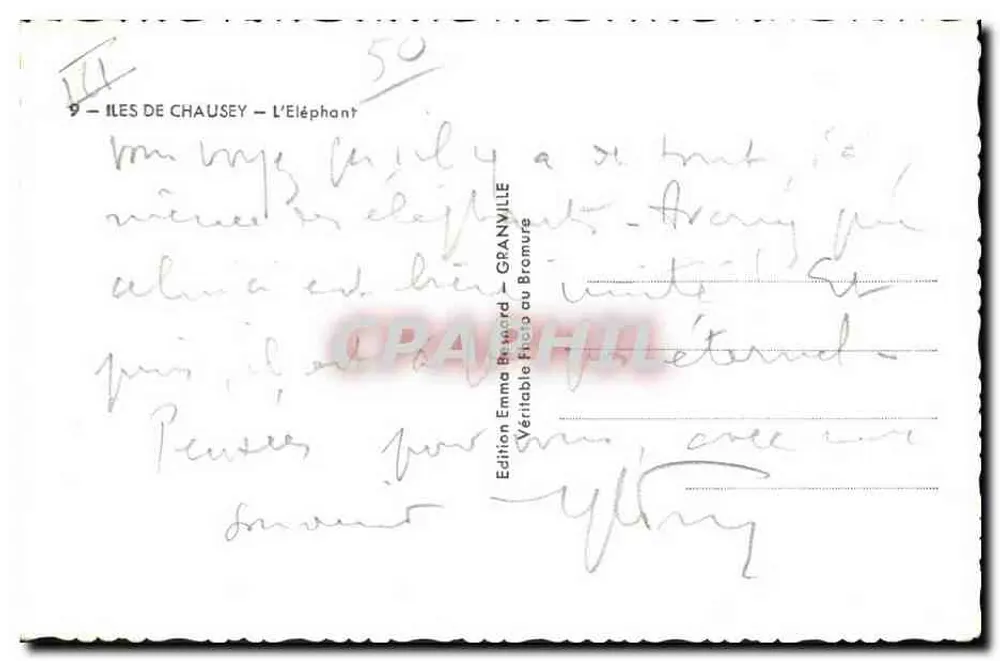 Ilhas de Chausey — O Elefante — Edição Emma Bernard — Granville - Verso