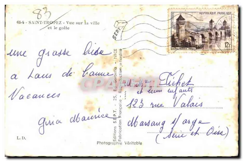Saint-Tropez — Aussicht auf die Stadt und den Golf — Éditions S.E.P.T. - 25, rue Valais, Nice - Rückseite