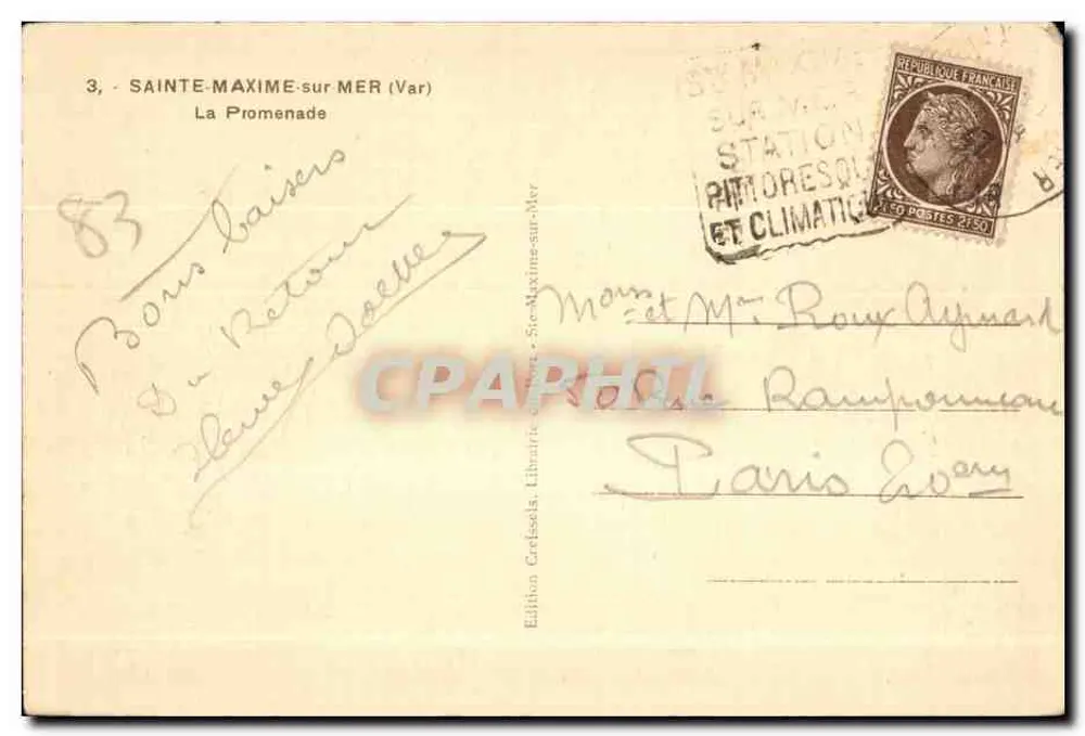 Sainte-Maxime-sur-Mer — A Promenade — Edição Gretzels - Verso