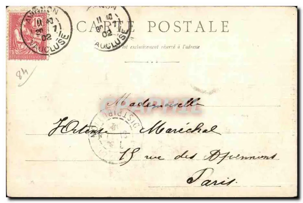 Avignon - O Teatro e o Hotel-de-Ville em Voo de Falcão — J. Braun & Cie, Editores Carpentras, N° 94 bis - Verso