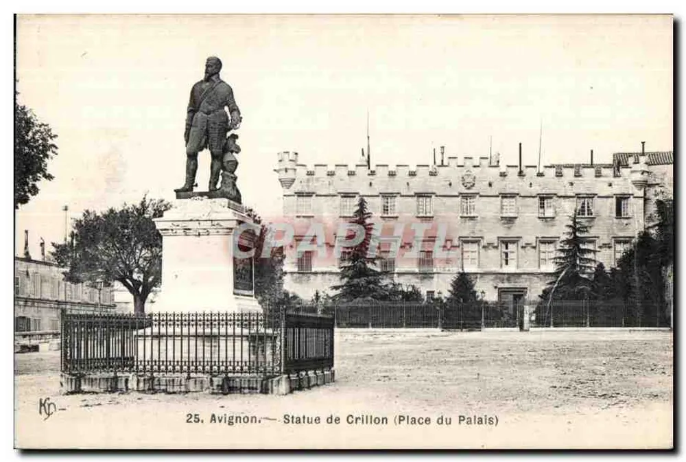 Avignon — Estátua de Crillon (Place du Palais) — editor K.H. n°25 - Frente