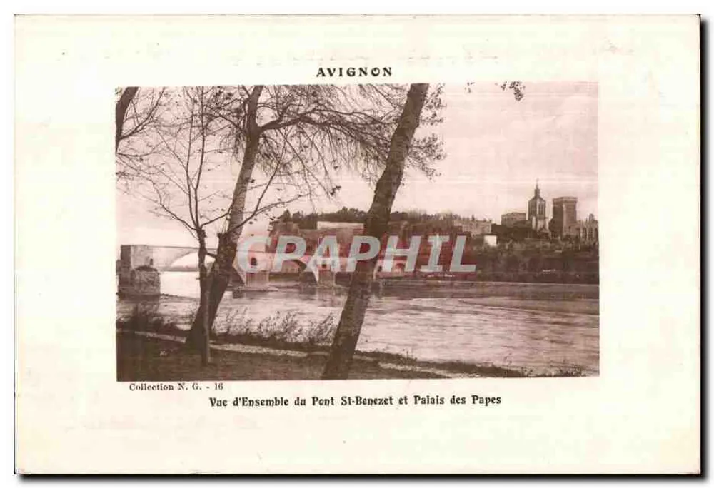 Avignon — Übersicht über die Brücke Saint-Bénézet und das Palais des Papes — Collection N. G. - 16 - Vorderseite