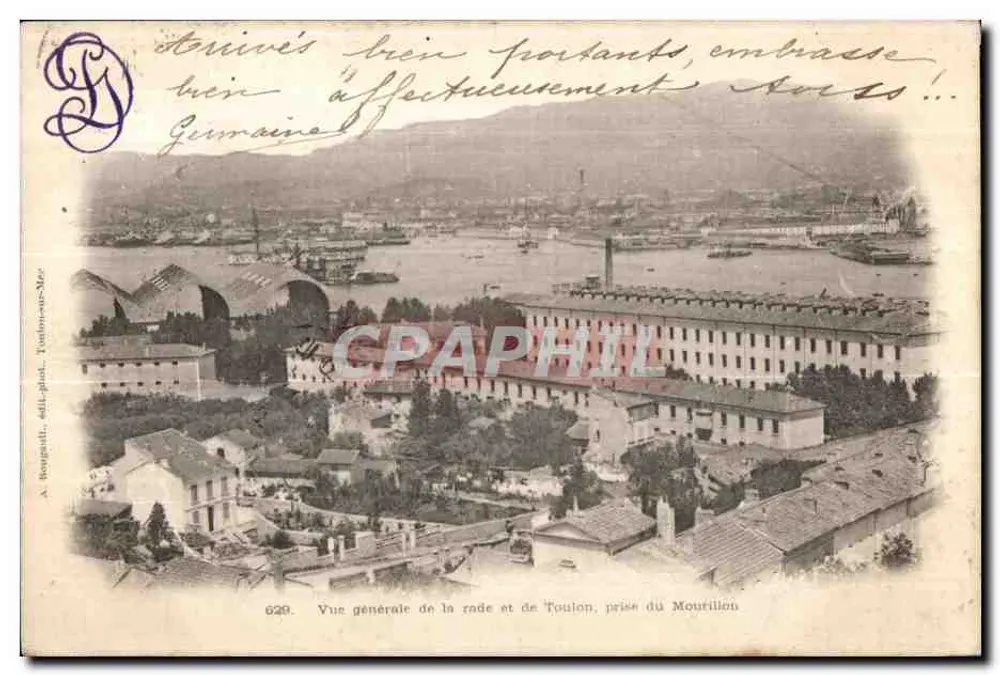 Allgemeiner Blick auf den Hafen und Toulon, vom Mourillon aus — A. Bourgatti, Toulon-arc-Mer, n°620 - Vorderseite