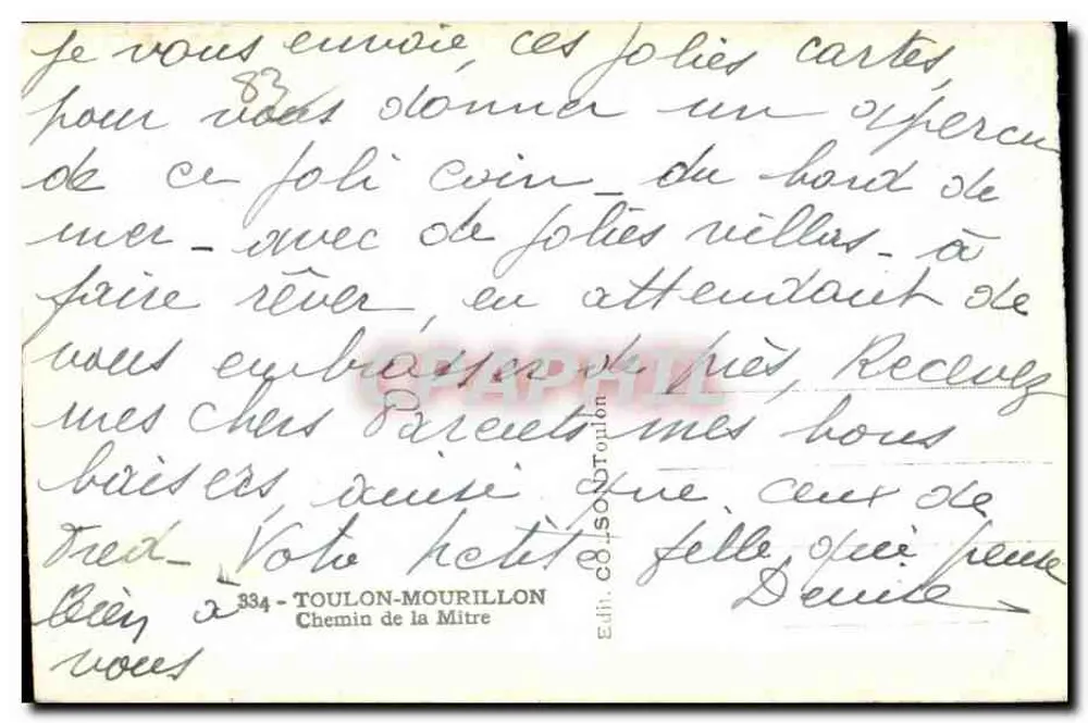 Vila na costa — vista costeira — Ed. C. Sonnabend, Toulon-Mourillon - Verso