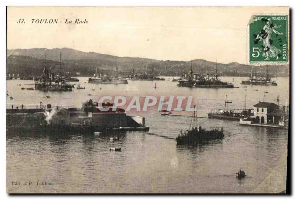 Toulon - A Baía — vista portuária com navios — Edit EP Toulon, n°32 - Frente