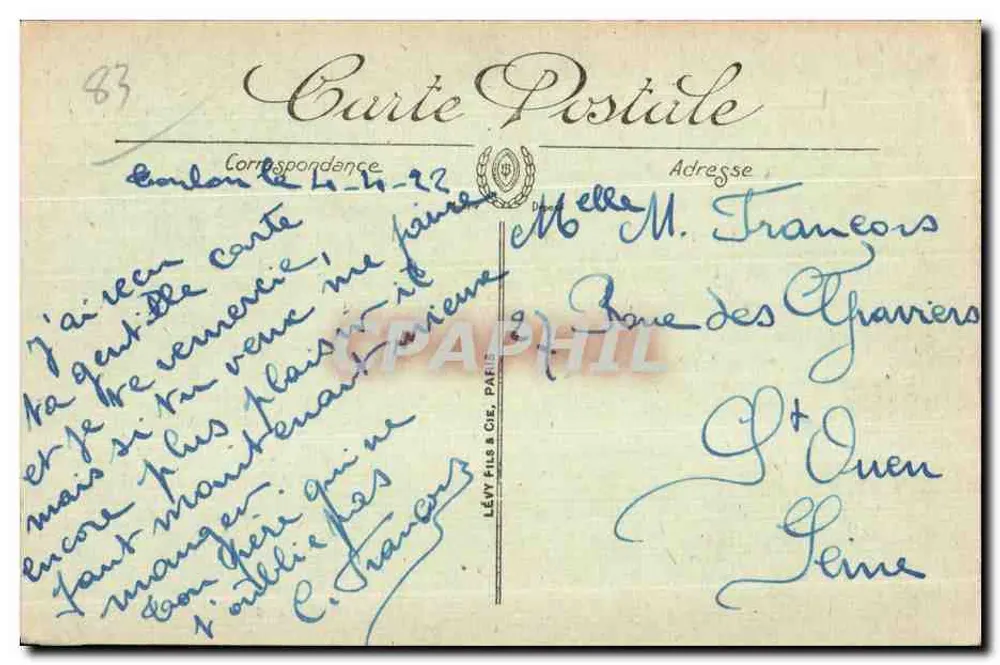 Toulon — A Correios — L.L. — n°113 - Verso