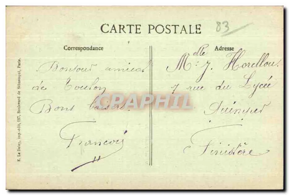 Um Beijo de Toulon — editor E. Le Dey, Boulevard de Sébastopol, Paris - Verso