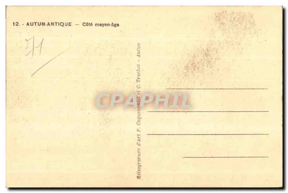 Autun — Antico — Côté moyen-âge — P. Cogueuimiot et C. Truchot - Verso