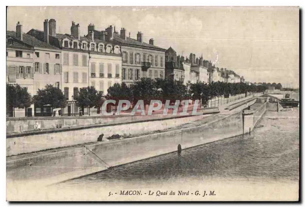 Macon - Le Quai du Nord — vue du quai et des bâtiments le long du canal, éditeur G. J. M., n°5 - Frente