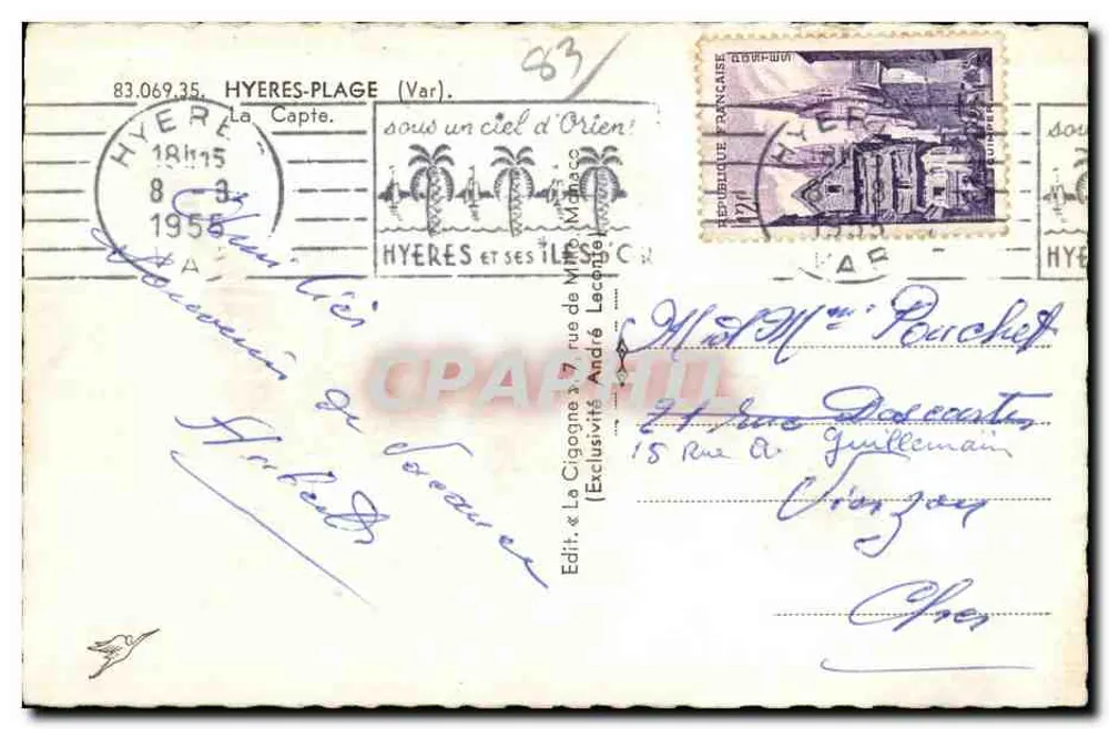 A Cegonha — praia animada — Ed. André Lecocq - Verso