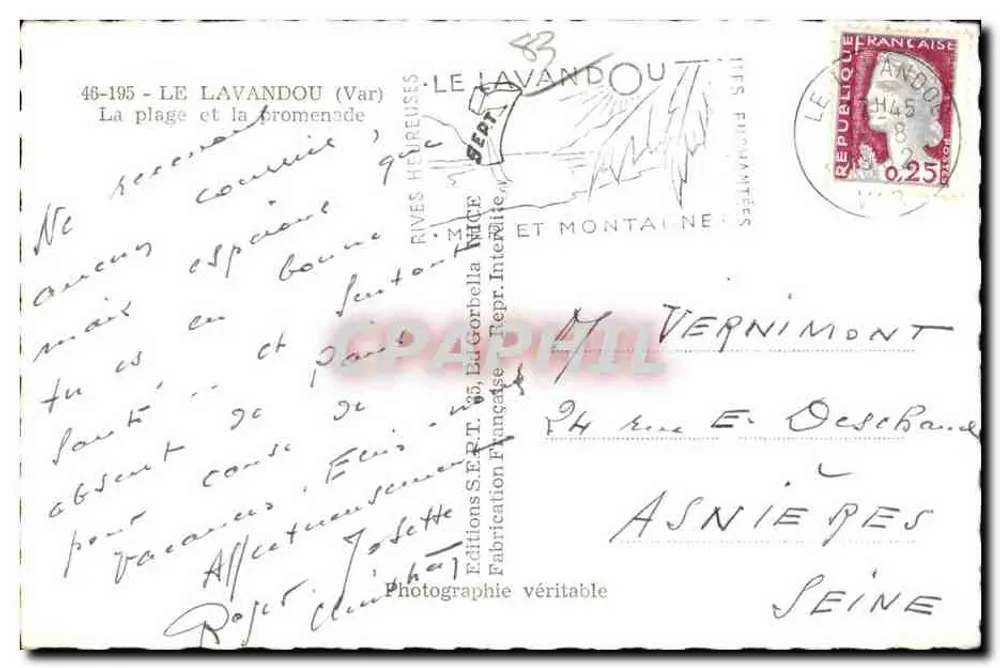 Le Lavandou — Der Strand und die Promenade — Editions S.E.R.T. 46-195 - Rückseite