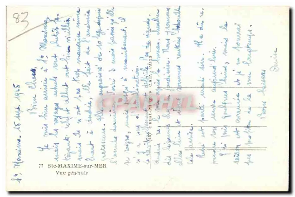 Ste-Maxime-sur-Mer — Vista geral — C.A.P. — Editor: REAL-PHOTO - Verso