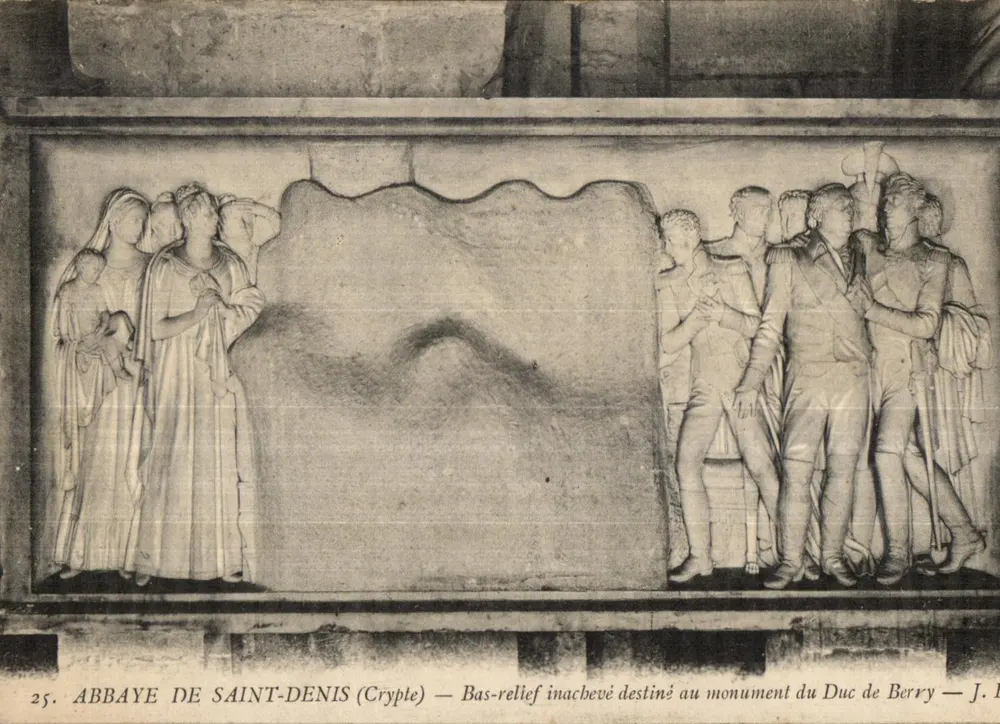 Abtei Saint-Denis (Krypta) — Unvollendeter Basrelief für das Denkmal des Herzogs von Berry — J. B. - Vorderseite