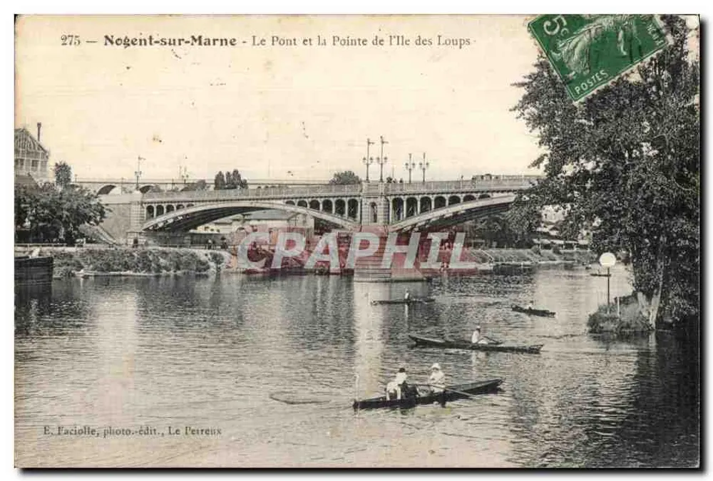 Nogent-sur-Marne — Der Brücke und die Spitze der Insel der Wölfe — E. Faciolle, Foto-Verlag, Le Perreux - Vorderseite