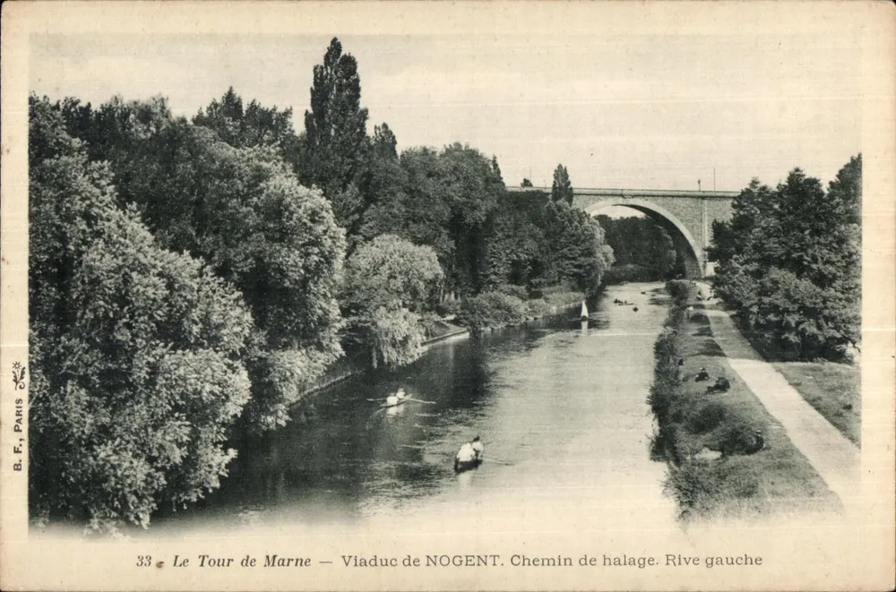 Le Tour de Marne — Viaduc de NOGENT. Chemin de halage. Rive gauche — B. F., PARIS, n°33 - Vorderseite