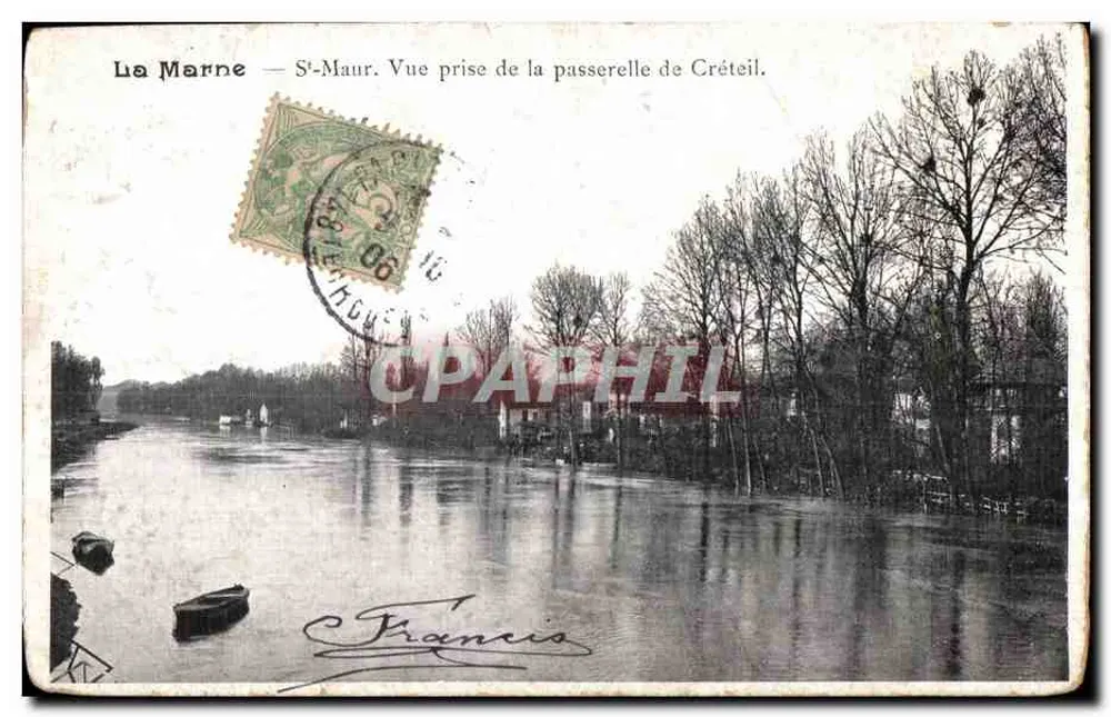La Marne — St-Maur. Ansicht vom Créteil-Brücke aus. - Vorderseite