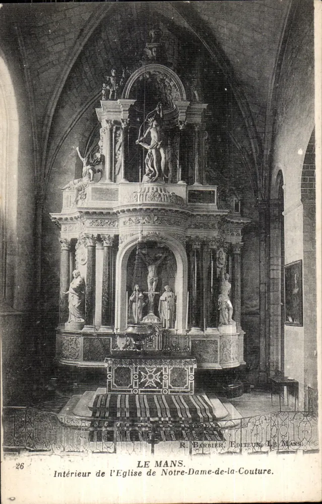 LE MANS. Innenansicht der Kirche Notre-Dame-de-la-Couture — R. Barbier, Verleger, Le Mans. - Vorderseite