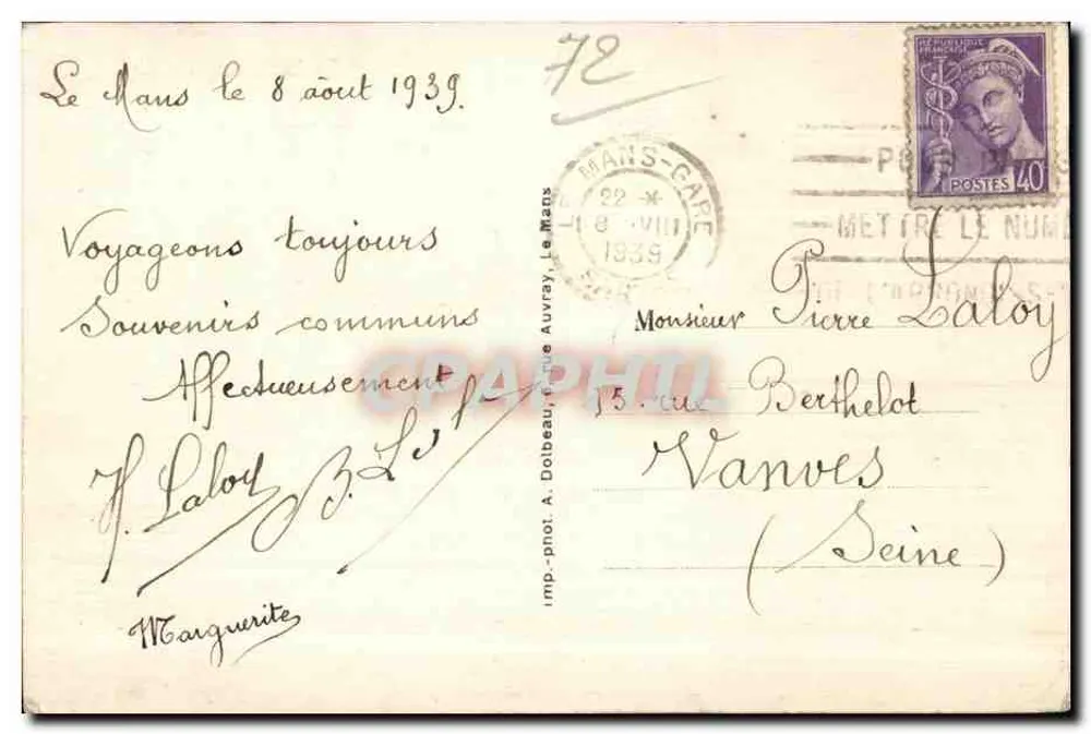 Casa dita de Scarron, antigo canónigo de Le Mans — Praça Saint-Michel — Le Mans — n°20 - Verso