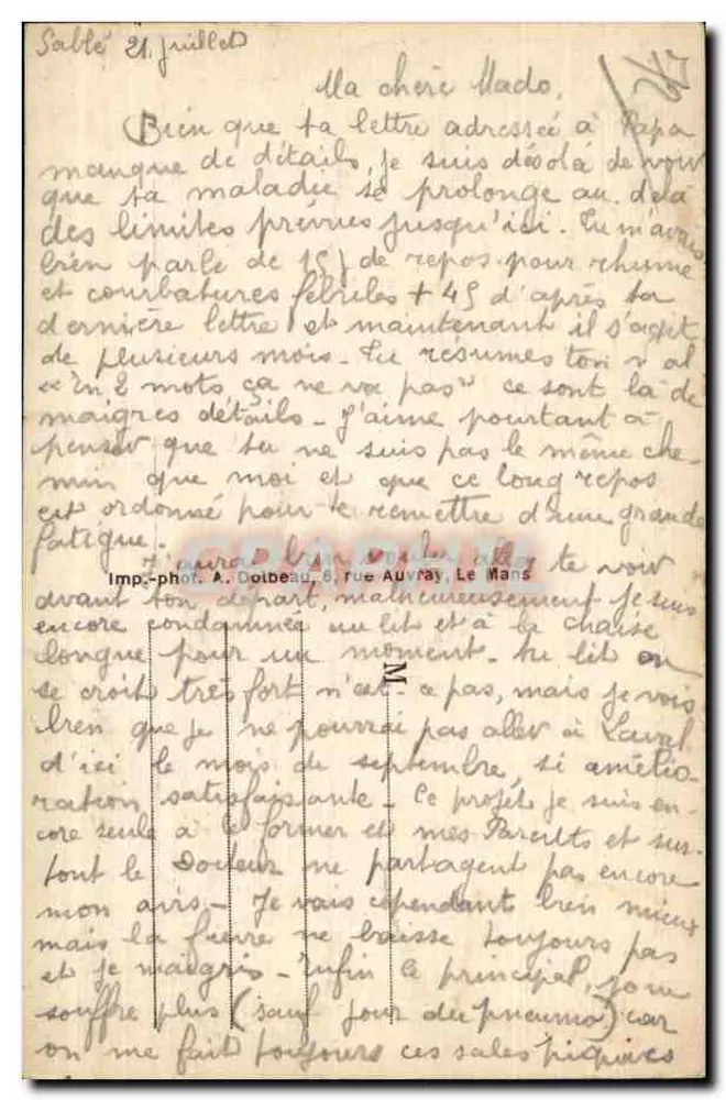 Le Mans — Die Sparkasse und der Boulevard René-Levasseur — Imp. Phot. A. Doibeauc - Rückseite